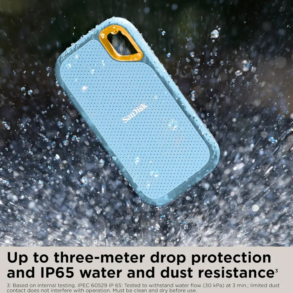 Disco Solido Externo Sandisk Extreme Portable 1Tb USB 3.2 Gen 2 1050MB/s - Celeste/Naranja