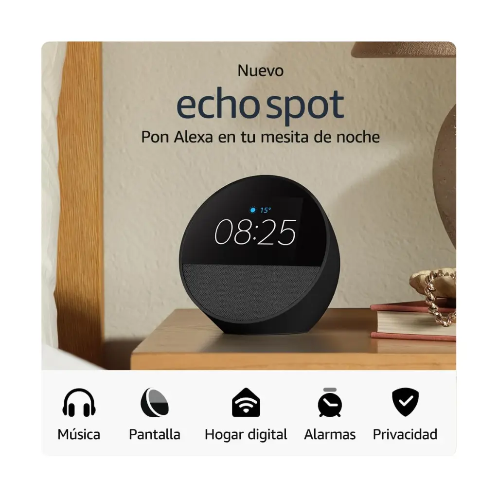 Parlante Amazon Echo Spot Alexa - Negro