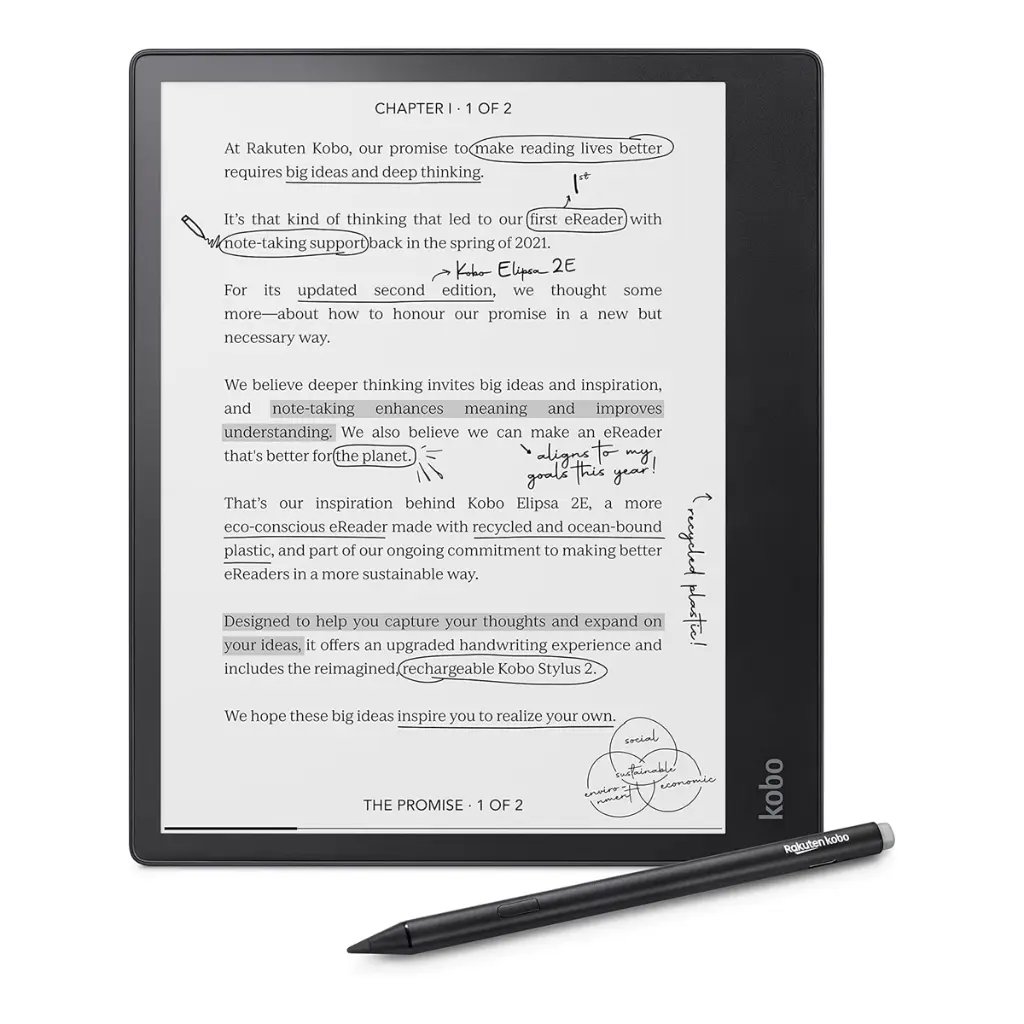 E-Reader Kobo Elipsa 2E 32Gb 10.3" - Negro + Lapiz Stylus 2